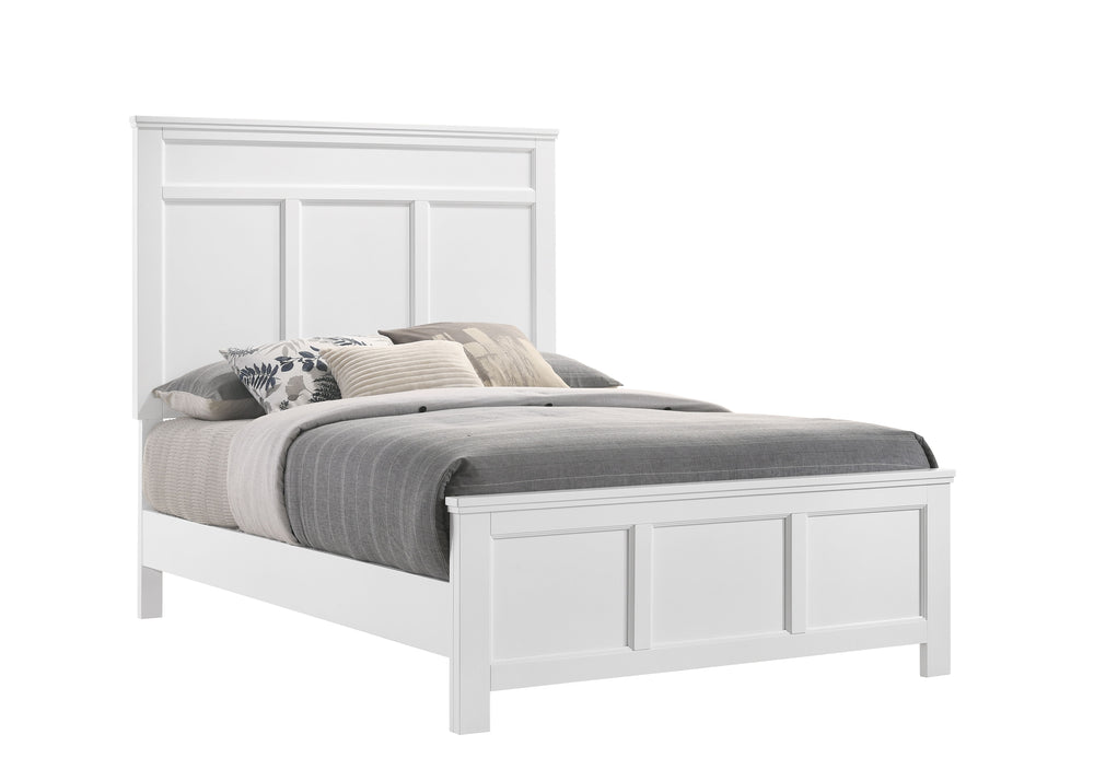 The Andover Wood Panel Bed in White is a perfect blend of durability, versatility, and contemporary style, making it a standout addition to any bedroom. Expertly crafted from solid Rubberwood, manufactured woods, and wood veneers, this bed is built to las