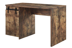 KDâ€¢ Rectangular Writing Deskâ€¢ Includes Cabinet with 3 Tier Shelfâ€¢ Single Barn Door Cabinet<br/><br/><b>Product Features</b><ul><li>Case: 1Pc/1Ctn</li><li>Finish: Rustic Oak Finish</li><li>Style: Industrial</li><li>Materials: Metal, Wood, Composite W