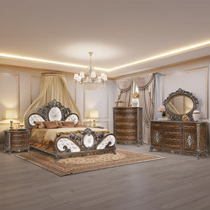 Devany - Eastern King Bed - Cream And Cherry