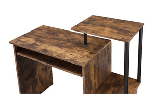  the wooden desk in rusitc wood finish makes your workplace natural and down to earth. It features two open storage compartments with a desktop shelf 