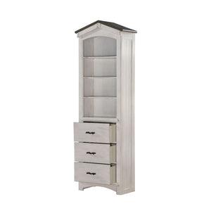 This Tree House Bookcase Cabinet will be a great addition to the matching loft bed. With the weathered white and washed gray finish, the design is unique and beautiful. Featuring abundant storage spaces, this cabinet will sure to accompany perfectly with 