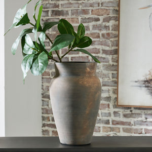 this stunning ceramic vase adds a beautiful timeworn quality to your home. Let it wow on its own