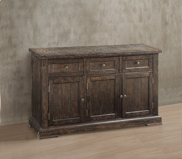 Assembled w/3 Drw & 3 Doors (RF 2 Doors w/1 Fixed Shelf & LF Single Door w/1 Fixed Shelf) Drawer: GLIDE Side Metal,<br/><br/><b>Product Features</b><ul><li>Case: 1Pc/1Ctn</li><li>Finish: Salvage Brown</li><li>Style: Transitional</li><li>Materials: Wood, V