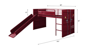 Cargo - Twin Loft Bed - Red Finish