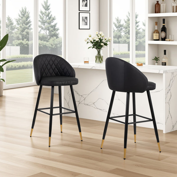 Oliver - Vegan Leather Bar Chair (Set of 2) - Black