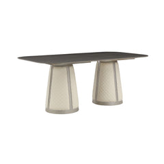 Fixed Table Top Engineered Stone Top Lozenge Chanel Design Cone Shape Base