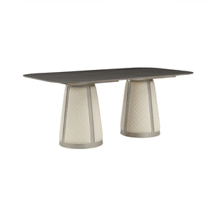Fixed Table Top Engineered Stone Top Lozenge Chanel Design Cone Shape Base