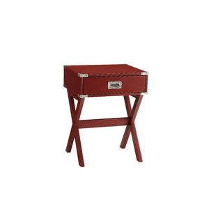 Bring the trending campaign style into your home with this updated Babs end table. With featuring of metal corner strapping and flush mount drawer pull which is true to the style. It is also offered in three colors to expand the options of this timeless d