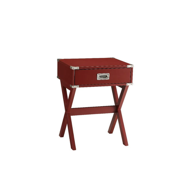 Bring the trending campaign style into your home with this updated Babs end table. With featuring of metal corner strapping and flush mount drawer pull which is true to the style. It is also offered in three colors to expand the options of this timeless d