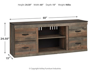 Trinell - Brown Dark - TV Stand w/Fireplace Option - 60" x 14.8" x 24.33"