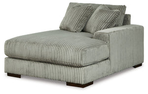 This right-arm facing corner chaise is made with polyester upholstery. Pairs with other items in the series to make a sectional.<br><br><b>Additional Dimensions</b><br><ul><li>Arm height: 24-"</li><li>Seat depth: 56-"</li><li>Seat height: 21-"</li><li>Top