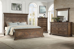Discover the Mar Vista 4-piece Bedroom Collection, a testament to timeless design and masterful craftsmanship. This set includes a robust panel bed, a spacious 9-drawer dresser complemented by a mirror, and a 6-drawer chest, all designed to provide a harm