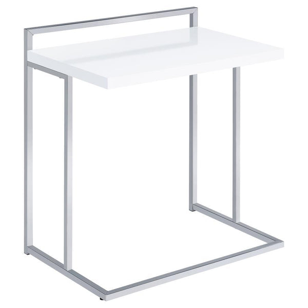 This c-table features an extra wide surface area with a durable engineered wood top, supported by a strong metal frame. Its minimalist, contemporary design makes it perfect for modern living rooms or smaller spaces, offering ample room for essentials like