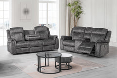 The Park City 2-Piece Power Motion Upholstery Set in Gray combines durable craftsmanship, luxurious comfort, and modern functionality to create the perfect addition to any living space. This set includes a power dual reclining sofa and a console loveseat,