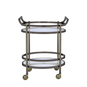Lakelyn - Serving Cart - Brushed Bronze & Clear Glass
