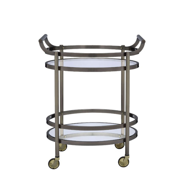 Lakelyn - Serving Cart - Brushed Bronze & Clear Glass