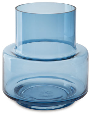 Bring a subtle pop of color to indoor and outdoor centerpieces with this vase. Its short, wide neck leaves plenty of room for your favorite florals or faux greenery. In a dark blue hue, this accent piece keeps your space looking contemporary cool.<br/><br