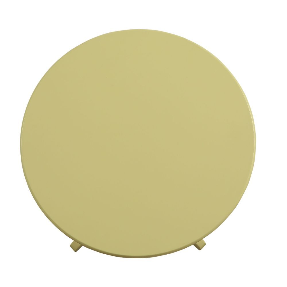 Offered in four colors: White, light yellow, black and light green in the sought after shabby chic look. The Alger side table exemplifies this look and elegantly designed with its traditional design of round top, shapely turned base and four stylized knee