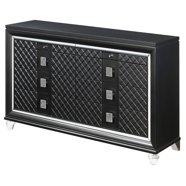 8 Drw (6 Drw + 2 Jewelry Drawers) Drawer: Sparkling Trim, Embossed Fronts, GLIDE Side Metal (Ball Bearing, 2/3 Ext.), DOVETAIL English Front & Back, FELT-LINED Top Drawer Only, Safety Stop Included, Manual Close, Dust-Prof Bottom Case Only, Hardware: Sing