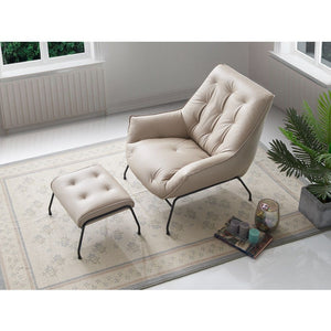 Zusa - Accent Chair & Ottoman - Khaki