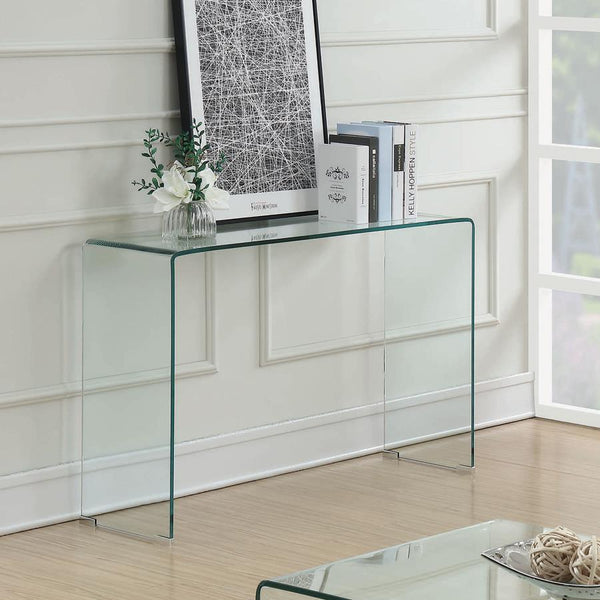 This rectangular sofa table is a sleek and functional addition to modern living spaces. Crafted from durable materials, it combines style with practicality. The console table design offers versatility for use in entryways or behind sofas. Fully assembled,