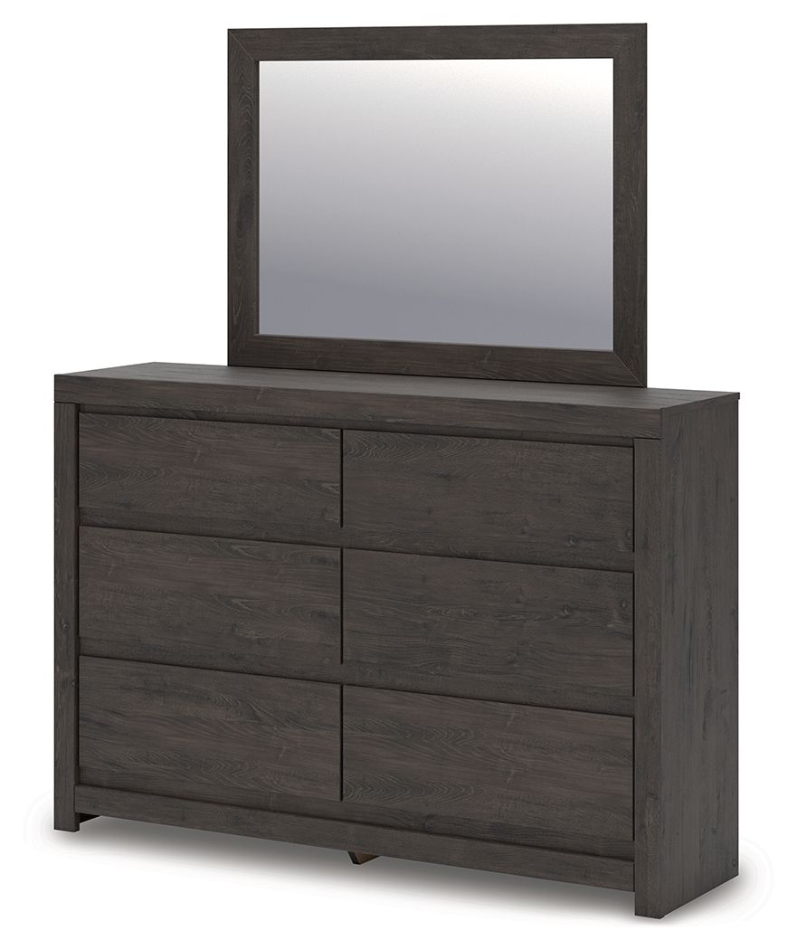 Find serene simplicity in the clean lines and dark neutral tones of this dresser with mirror. ItÐ²Ð‚â„¢s a sincere approach to modern elegance, giving you high style at a great value. A sleek hardware-less design creates a fuss-free look. Short on storage