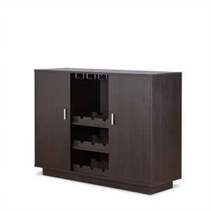 Store your beloved wines with this classic but trendy rectangular Hazen server to have them ready anytime. This chic server has 2 wooden doors, wine rack and stemware glass rack, providing plenty storage space for your convenience. Keep it close to your d