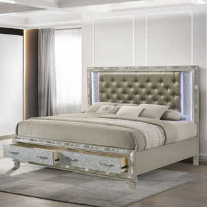 Radiance - 6/0 California King Bed Only With Storage - Silver
