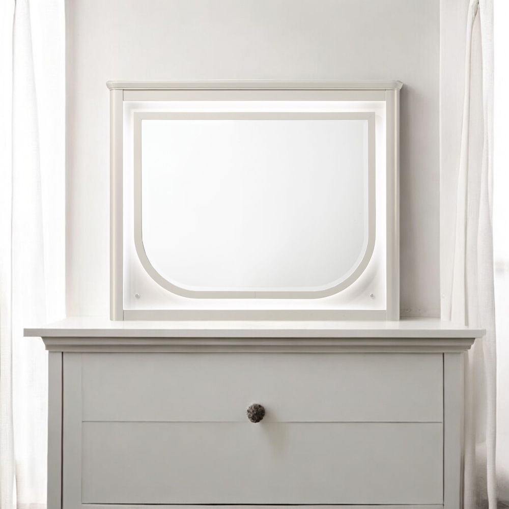 Step into a realm of elegance with the Laveda bedroom set, where light gray boucle meets a pearl white finish for an exquisite blend of sophistication and serenity. The clean lines and contemporary design create a harmonious balance, perfect for modern in