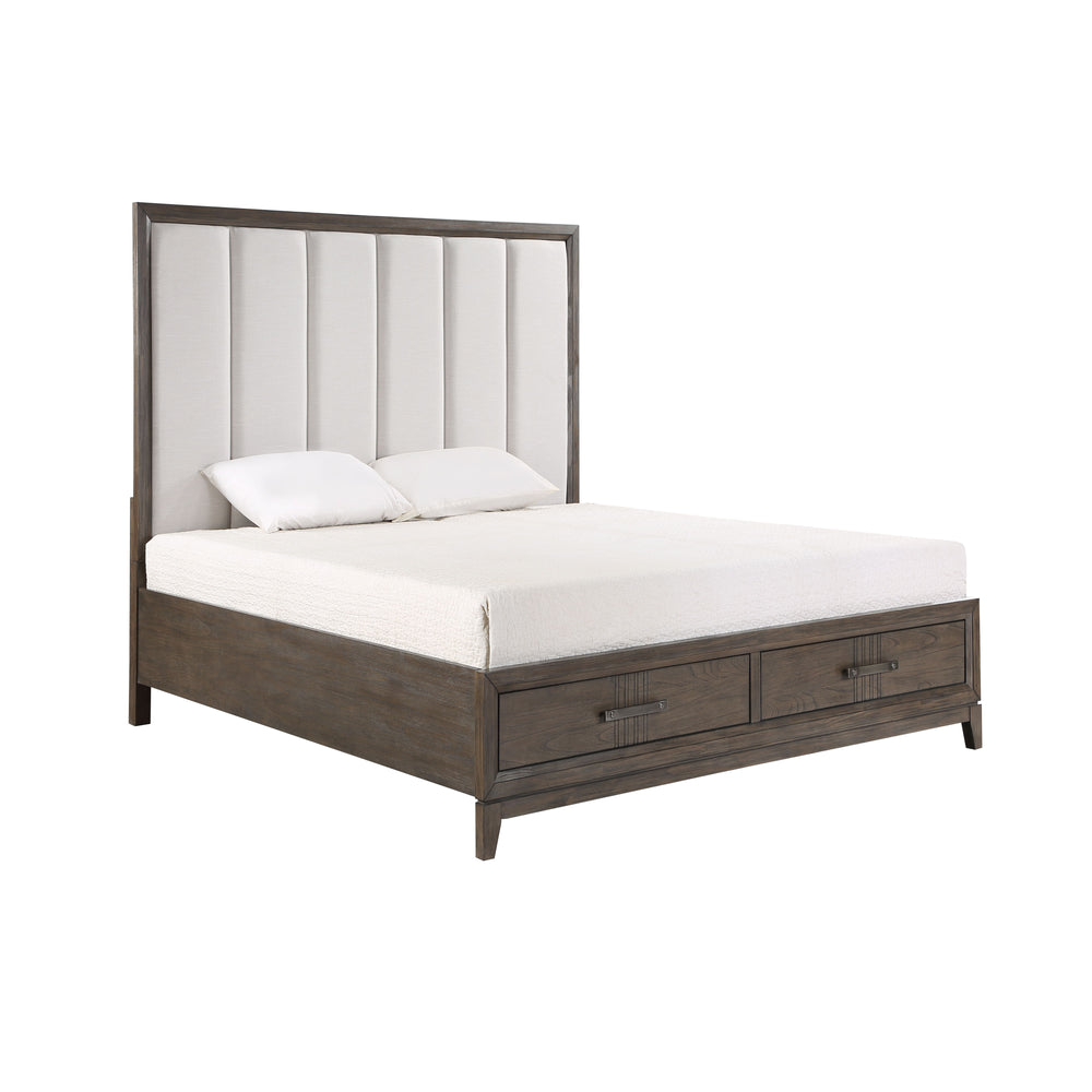 The Landon Storage Platform Bed combines durability, style, and practicality to enhance any modern bedroom. Expertly crafted from solid Pine, high-quality engineered woods, and genuine Mindi wood veneers, this bed is built to last while preserving the nat