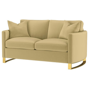 Corliss - Upholstered Curved Track Arm Loveseat - Camel