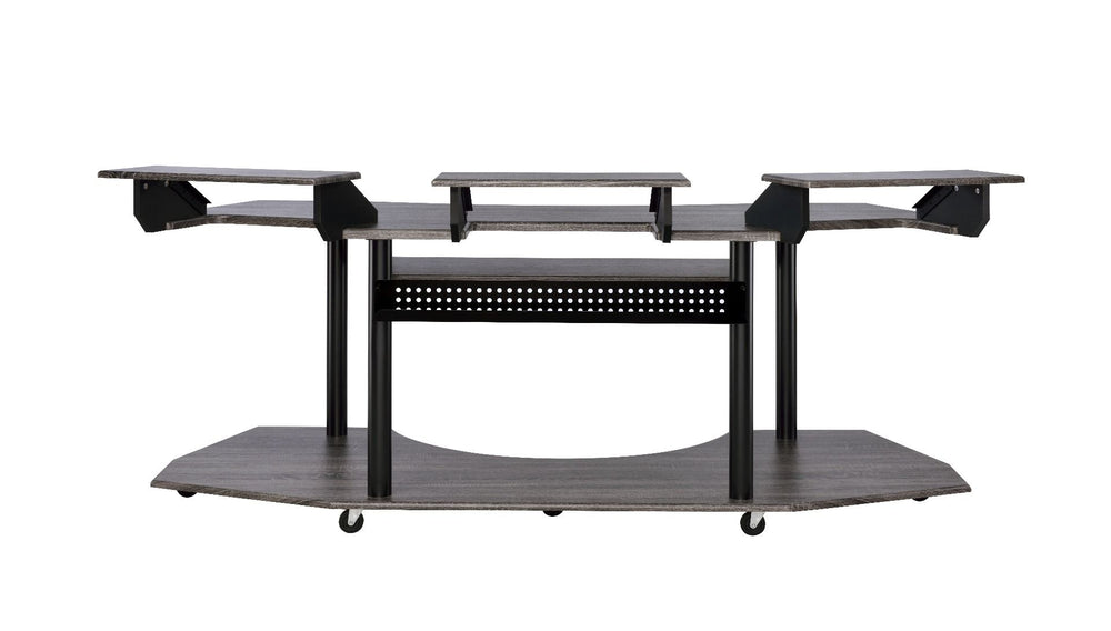 With no detail left unnoticed, this Eleazar Music Recording Studio Desk provides excellent functionality and versatile organizing options. With an extensive desk top design, plenty of workable surface area is left. The multi-funtion hutch is perfect for d