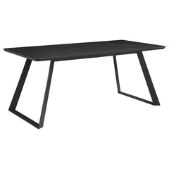 Transform your dining room into a sleek interior with this modern dining table. A bold, matte gunmetal finish defines the hard edges and clean lines of this stellar mid-century modern-inspired dining table. A spacious rectangular top with a rounded bevel 