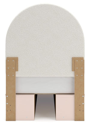 Wistenpine - Blush - Twin Upholstered Panel Bed With Under Bed Storage