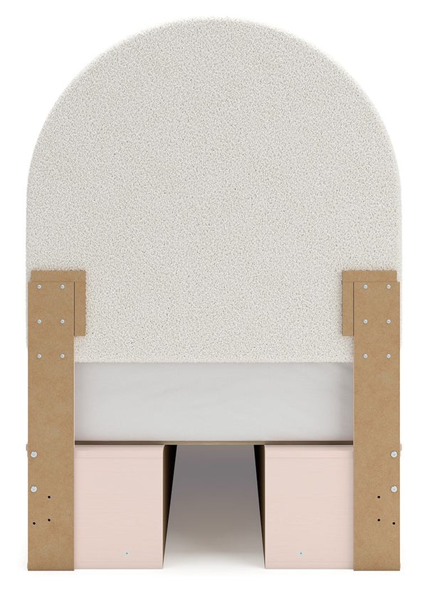 Wistenpine - Blush - Twin Upholstered Panel Bed With Under Bed Storage