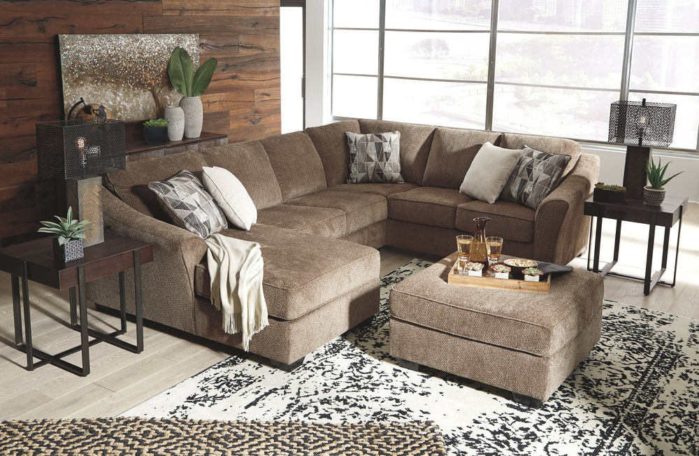 Looking to serve it up family style? Sporting clean, contemporary lines and a highly textural upholstery for a warm, cozy feel, this sectional delights with its city chic aesthetic and earthy appeal. Taking neutral to a new level, the heavy textured cheni