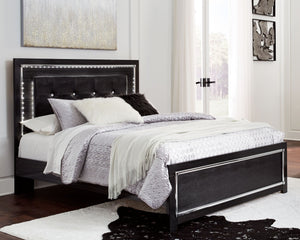 Rest easy. The luxurious look youâ€™ve been dreaming of is yours for the takingâ€”at a price sure to put you at ease. This panel bed brings a sense of old Hollywood with a contemporary flair. A deep, dark finish, faceted chrome-tone accents and LED lighti