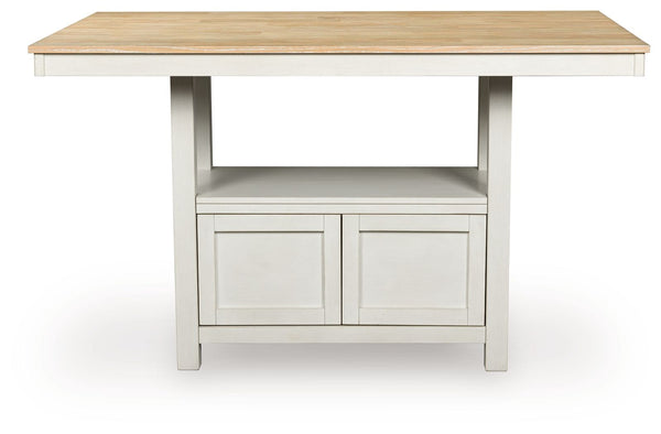 Purlaney - Antique White / Natural - Rectangular Dining Room Counter Table
