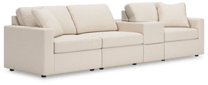 Looking cool and contemporary is great. But when it comes down to it, youâ€™re all about low-maintenance lounging. With the performance fabric on this sectional with console, cleaning spills is a breeze. Its customizable modular design caters to your ever