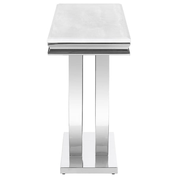 Kerwin - U - Base Stone Top Entryway Sofa Console Table - Chrome