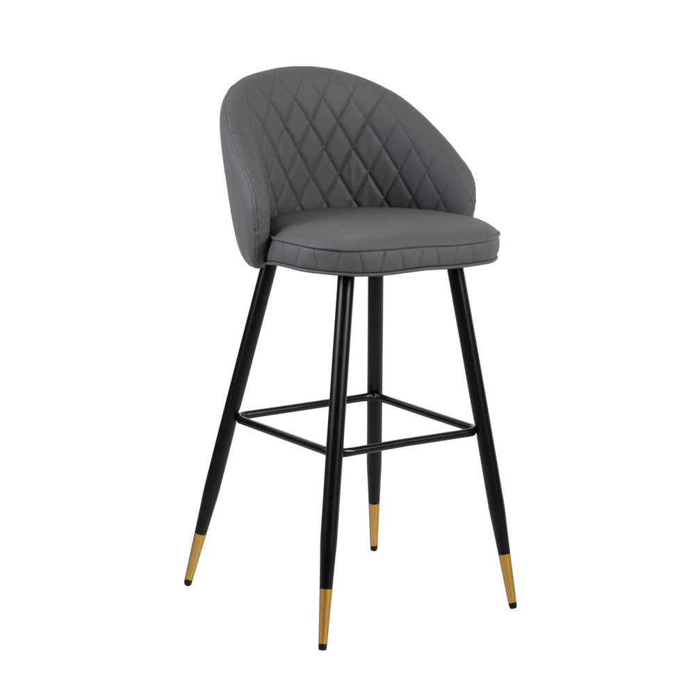 The Oliver Gray faux Leather Bar Stool set combines contemporary style with practical features to enhance any modern space. Each set includes two bar chairs with a sleek, arched back and low profile, offering a chic yet refined aesthetic. Crafted from eco