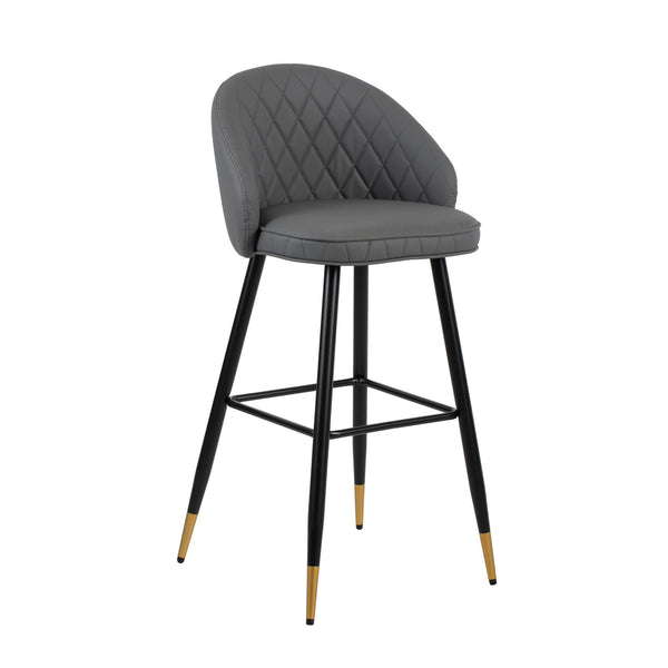 The Oliver Gray faux Leather Bar Stool set combines contemporary style with practical features to enhance any modern space. Each set includes two bar chairs with a sleek, arched back and low profile, offering a chic yet refined aesthetic. Crafted from eco