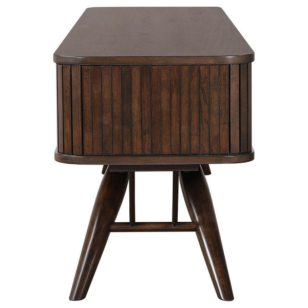 Valna - Wood TV Stand With Sliding Doors - Walnut