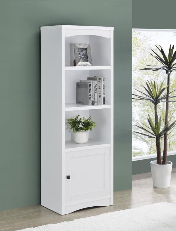  it adds easy storage and display space. Its mix of cabinet and open shelving is versatile and stylish