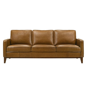  upholstered in rich caramel brown 100% top-grain leather. Known for its durability and breathability