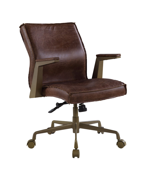 This chair screams CEO, command respect with the Attica executive office chair. The chair is upholstered using high-quality top grain leather. The swivel seat and pneumatic 3-inch lift add practicality to the list. The seat is securely mounted on a metal 
