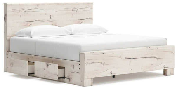Lawroy - Light Natural - King Panel Bed With Under Bed Storage