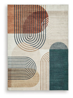 Mid-century modern meets contemporary in this rug. Streamlined arch designs in muted tones bring a subtle wash of color to your floor decor. Crafted with ultra-soft faux fur, it-'s machine washable for nearly effortless upkeep.<br/><br/><b>Product Feature