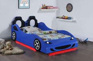 Cruiser - Wood Twin LED Car Bed - Blue