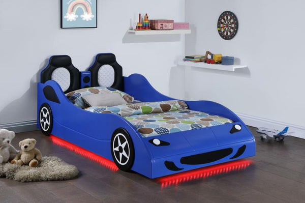 Cruiser - Wood Twin LED Car Bed - Blue